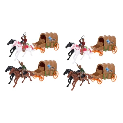 BESTonZON 4 Sätze Cowboy-Modell-Spielzeug Jungenspielzeug Spielzeug im West-Stil Kinderspielzeug Tischdekoration Minispielzeug für Kinder Mini-Spielzeug Kutschenspielzeug Kunststoff wild von BESTonZON
