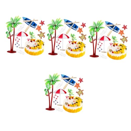 BESTonZON 4 Sets Strandparty-kuchendekorationen Kuchendekoration Mit Ozeanmotiv Palmen Boot Und Stuhl 10 Stück * 4 von BESTonZON