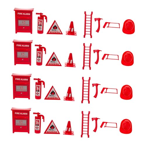 BESTonZON 4 Sätze Mini-feuerwerkzeug -feuerlöschleiter -feuerlöscher-Set Feuerlöscher Leiter Mini-feuerlöscher- Feuerwehrleiter Plastik Rot von BESTonZON