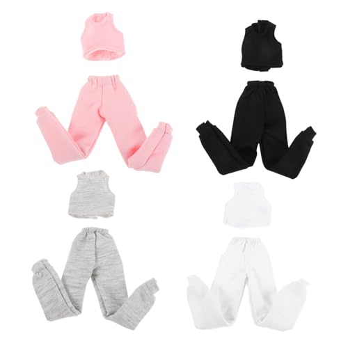 BESTonZON 4 Sätze Puppenkleidung Sportliches Outfit mit Weste und Hose für Puppen Sommerliche Bequeme Kleidung für Alltag Rollenspiele und Kreatives von BESTonZON