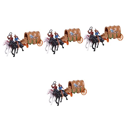 BESTonZON 4 Sätze Western-Cowboy-Figur Mannequin Pferdestatuendekoration Spielzeug für Kinder kinderspielzeug Modelle Spielzeuge gefälschtes menschliches Modell Tischdekorationen aus Sand von BESTonZON