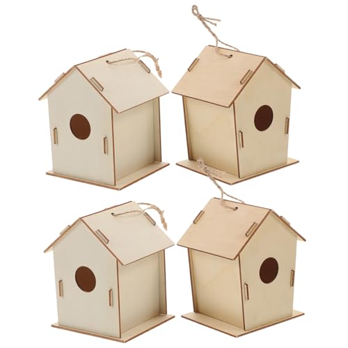 BESTonZON 4 Stück DIY Vogelhaus Bausatz Teilig Holz Vogelhaus zum Bemalen für Kreatives Bastelset Nistkasten Holz zum Hängen für Mädchen und Jungen Holzkunst DIY Graffiti BESTonZON 4 Stück DIY Vogelhaus Bausatz Teilig Holz Vogelhaus zum Bemalen für Kreatives Bastelset Nistkasten Holz zum Hängen für Mädchen und Jungen Holzkunst DIY Graffiti von BESTonZON