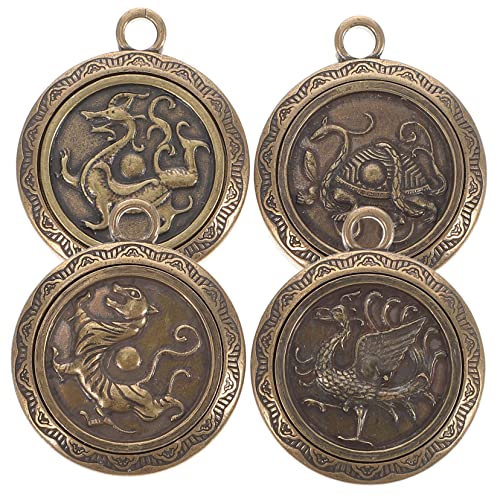 BESTonZON 4 Stück Dekompressionsspielzeug Anhänger Geschnitzter Schmuck Segen Ornament Heimdekoration Münzdekoration Kleine Drehbare Münze Handwerk Chinesische Antike Münze von BESTonZON