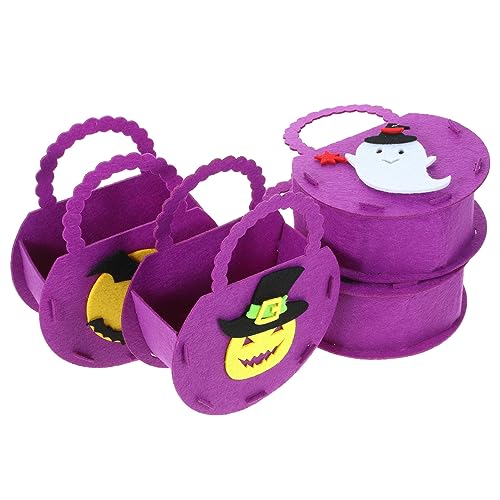 BESTonZON 4 Stück Halloween Geschenktüten aus Filz Süßigkeiten Taschen für Halloween Tragetaschen mit Kürbis Fledermaus Hexe und Geist für Partys und Süßes oder Saures von BESTonZON