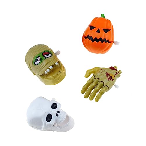 BESTonZON 4 Stück Kreative Aufziehspielzeuge für Halloween Teiliges Set mit Gruseln Hand Kürbis und Skelettkopf als Mitgebsel für Kinderpartys und Schulbelohnungen von BESTonZON