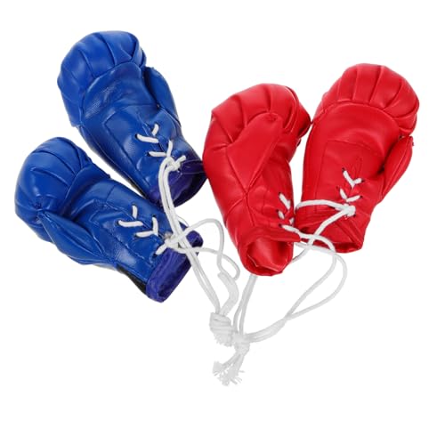 BESTonZON 4 Stück Mini Boxhandschuhe Teiliges Rot und Blau für Auto Spiegel Dekoration für Boxfans Miniatur Punching Gloves für Zuhause und Partys von BESTonZON