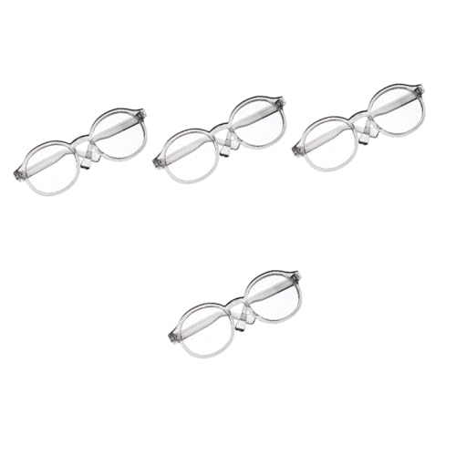 BESTonZON 4 Stück Puppenbrille Brillenspielzeug zum Anziehen Katzen-Sonnenbrille Plüschfigur Spielzeug Mädchenspielzeug Brillenrequisiten zum Anziehen Brille für Puppe Linse Gläser abspielen von BESTonZON