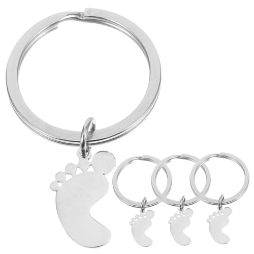 BESTonZON 4 Stück Schlüsselanhänger Fußabdruck Filigraner Metallanhänger Rustfrei Niedliche Shower Tischdeko Zierlicher Schlüsselring als Erinnerungsstück für Kindergeburtstag und Firmung BESTonZON 4 Stück Schlüsselanhänger Fußabdruck Filigraner Metallanhänger Rustfrei Niedliche Shower Tischdeko Zierlicher Schlüsselring als Erinnerungsstück für Kindergeburtstag und Firmung von BESTonZON
