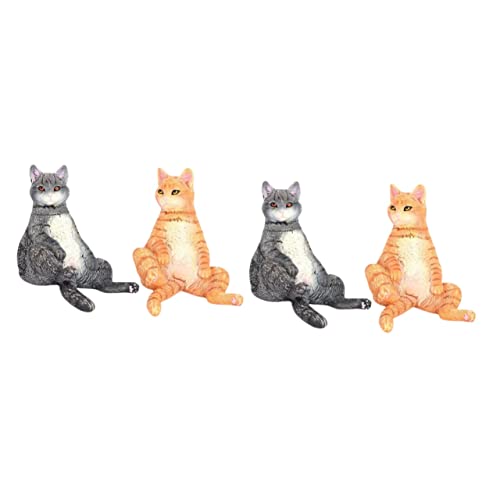 BESTonZON 4 Stück Simulation Katzen Ornamente Kleine Katzenfiguren Spielzeuge Kawaii Tierverzierungen Katze-Statue-Ornament Autos Spielzeug Kleines Katzenmodell PVC Katzenpuppe Fest Kind von BESTonZON
