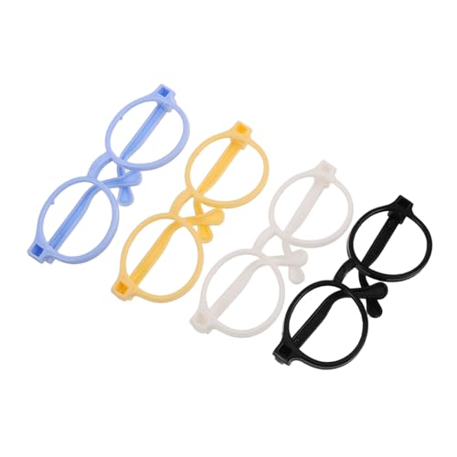 BESTonZON 4 Stück Spielzeugzubehör Puppe Verkleiden Zubehör Spielzeugpuppen-kostümbrille Puppe Sonnenbrillenrahmen Puppe Verkleiden Brillengestell Mini-Brille Puppenbrillen Plastik von BESTonZON