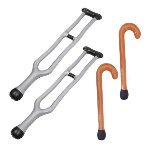 BESTonZON 4 Stück Teiliges Aufblasbares Gehstock Strapazierfähigem PVC Realistische Krücken requisiten für Bühne Party Karneval und Geburtstag Leicht Platzsparend und Einfach Aufzublasen von BESTonZON