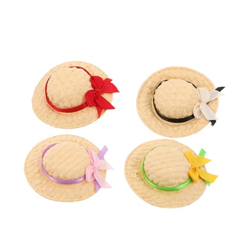 BESTonZON 4 Stück Teiliges Mini Strohhüte Handgewebt Kleine Puppenhüte für Dollhouse Deko Vielseitige Bastelaccessoires in Rot Gelb-grün Kreative Puppenmode BESTonZON 4 Stück Teiliges Mini Strohhüte Handgewebt Kleine Puppenhüte für Dollhouse Deko Vielseitige Bastelaccessoires in Rot Gelb-grün Kreative Puppenmode von BESTonZON