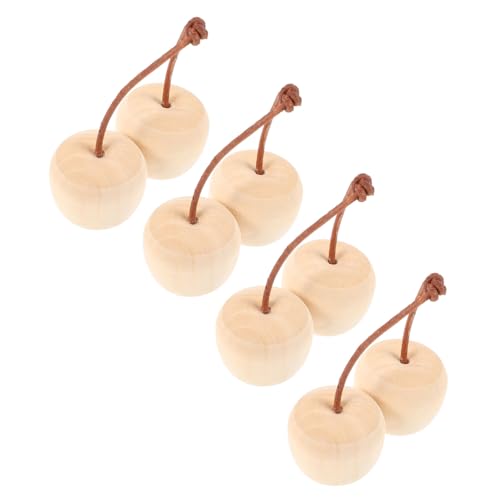 BESTonZON 4 Stück Unlackierte Holz Deko Kirschen DIY Bemalbar Kreative Obst Dekoration für Weihnachten Basteln Tischdeko Holzhandwerk BESTonZON 4 Stück Unlackierte Holz Deko Kirschen DIY Bemalbar Kreative Obst Dekoration für Weihnachten Basteln Tischdeko Holzhandwerk von BESTonZON