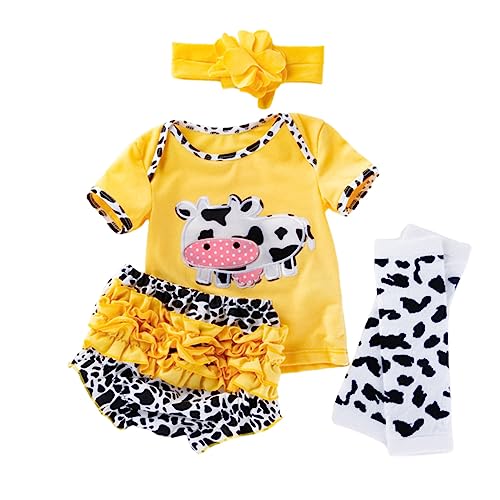 BESTonZON 4 Teiliges Set Für Reborn Babypuppen Niedliche Kuh Kleidung Für ädchen Bestehend Aus T Shirt Shorts Und Zubehör Passend Für Puppen 50 BESTonZON 4 Teiliges Set Für Reborn Babypuppen Niedliche Kuh Kleidung Für ädchen Bestehend Aus T Shirt Shorts Und Zubehör Passend Für Puppen 50 von BESTonZON