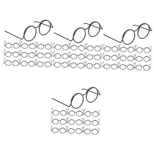 BESTonZON 40 STK Puppenbrille Bild Mini-Zubehör Schwarze Sonnenbrille puppenaugen Miniatur-Dinge Brillen zum Anziehen der Puppe Jahrgang metallische Linie Schnapsglas Lesebrille Baby Rahmen von BESTonZON