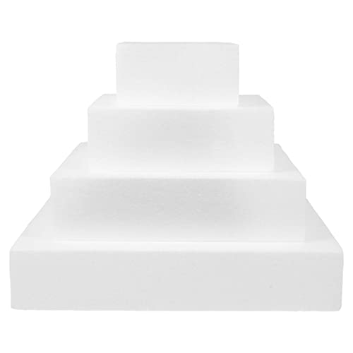 Mehrstöckige Torten Rechteckige Styroporscheiben 4PCS-Schaumkuchenmodell Kubikmodell Backkuchenmodell Kuchen Model Torte Styrene Platten von BESTonZON