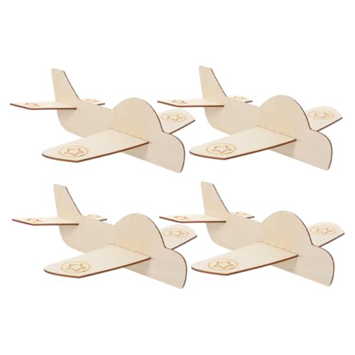 BESTonZON 4stücke Unfertiges Holzflugzeug DIY Malen Spielzeug Flugzeug Basteln Für Junge Mädchen Graffiti Flugzeug Dekoration Blanko Malspielzeug von BESTonZON