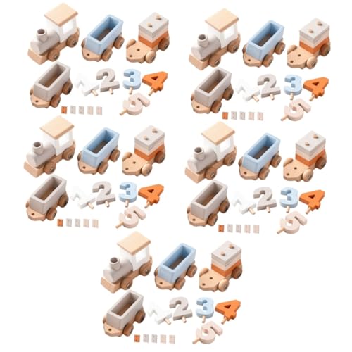 BESTonZON 5 Sätze Zug Pädagogisches Nummernzeichen Für Pädagogisches Blockspielzeug Holzeisenbahn Kinderspielzeug Light Brown Hölzern BESTonZON 5 Sätze Zug Pädagogisches Nummernzeichen Für Pädagogisches Blockspielzeug Holzeisenbahn Kinderspielzeug Light Brown Hölzern von BESTonZON