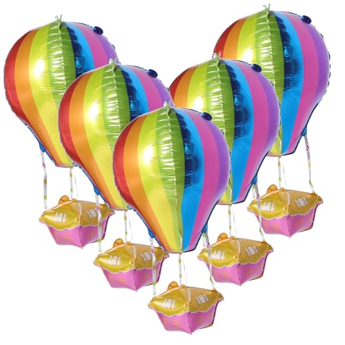 BESTonZON 5 Stück Teiliges Heißluftballon Dekorationsset aus Aluminiumfolie Bunte Kindergeburtstag Party Deko Vielseitige Fotokulisse für Geburtstagsfeiern und Festlichkeiten BESTonZON 5 Stück Teiliges Heißluftballon Dekorationsset aus Aluminiumfolie Bunte Kindergeburtstag Party Deko Vielseitige Fotokulisse für Geburtstagsfeiern und Festlichkeiten von BESTonZON