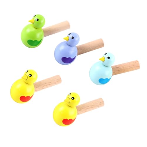 BESTonZON 5 Stück Teiliges Holzpfeifen Cartoon Vogelform Musikspielzeug Leicht Tragbar für Kindergarten und Garten Zufällige Farbe Zufällige Farbe von BESTonZON