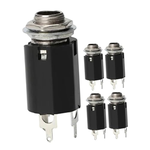 BESTonZON 5 Stück Teiliges Metall Gitarren Jack Buchse Langlebig Robust für Gitarre Bass Sockets Ersatzteile Einfach zu Montieren für Reparatur und Kabelanschluss von BESTonZON
