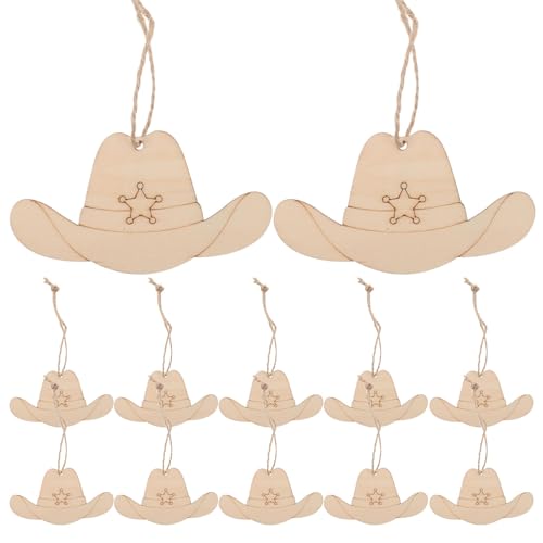 BESTonZON 50 Stück Holzscheiben in Cowboyhutform zum Basteln – blanke Holzornamente zum Selbermalen, Western-Partygeschenke, Heimdekoration, Hängeetiketten BESTonZON 50 Stück Holzscheiben in Cowboyhutform zum Basteln – blanke Holzornamente zum Selbermalen, Western-Partygeschenke, Heimdekoration, Hängeetiketten von BESTonZON