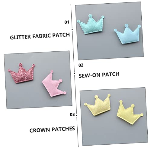 BESTonZON 50 Stück Kleine Kronen Stoffaufnäher zum Aufbügeln Glitzernde DIY Applikationen für Bekleidung Haaraccessoires Bunte Patchwork Stoff Patches Langlebig und Farbecht von BESTonZON