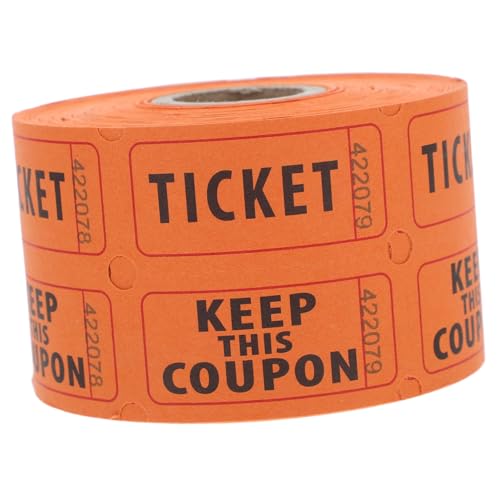 BESTonZON 500 Stück Doppelrolle Raffle Tickets Orange mit Fortlaufender Nummerierung Perforierte Event Scheine für Partys Fundraiser Konzerte und Feiertagsveranstaltungen Einsetzbar von BESTonZON