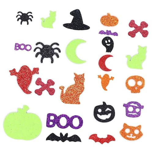 BESTonZON 500 Stück Halloween-glitzerschaum-bastelaufkleber Gefälscht Funkeln Halloween Geschwollene Aufkleber Band Halloween-kürbis-Girlande Sprühen Körper Glitzer Nip-abdeckungen Eva von BESTonZON