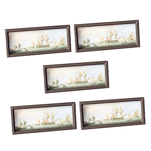 BESTonZON 5St Ölgemälde Wandbild wohnaccessoires bastelzeug bastel Material puppenhauszubehör Dollhouse Accessories bilderrahmen Kunstdrucke Modell Mini-Kunstdrucke aus Holz Holzverzierung von BESTonZON