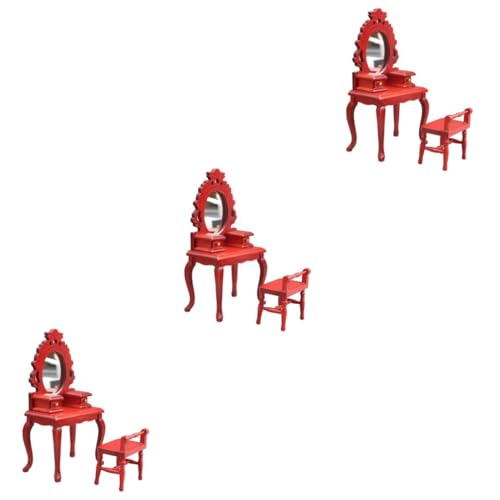 BESTonZON 6 STK Vintage Kommode Hocker Miniatur-desserthocker Miniaturdekoration Möbel Im Maßstab 1:12 Miniatur-badezimmerdekoration Mini-hausmöbel Puppenmöbel Puppenhaus Kind Rot Holz Tisch von BESTonZON