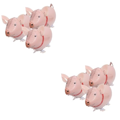 BESTonZON 6 Stck. Teiliges Pinker Schweinchen Aluminium Folienballons Diy Party Deko für Geburtstagsfeiern Hochzeiten und Babypartys von BESTonZON