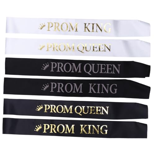 BESTonZON 6 Stück Abschluss Schärpen für Prom King und Queen Elegante Bänder für Männer und Frauen Zufälliger Stil und Farbe für Abschlussfeiern und Partys von BESTonZON