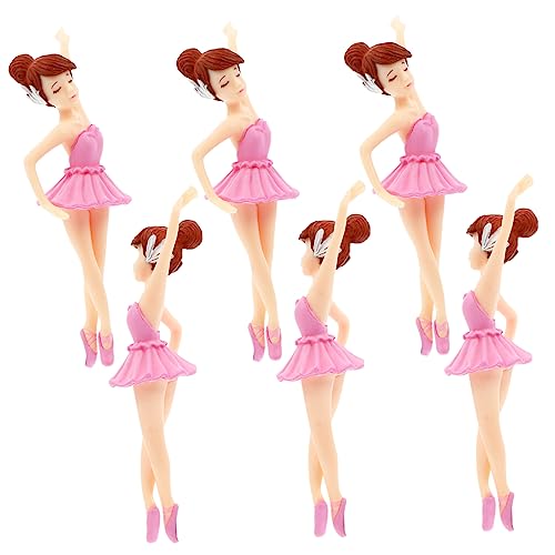 BESTonZON 6 Stück Ballettmädchen Schlüsselbund Ballett-Dessert-Topper Mädchen Figur des Ballettmädchens Kuchendekorationen für Mädchen Ballerina-Partydekorationen Plastik Weiß von BESTonZON
