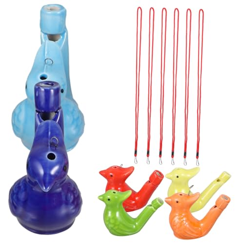 BESTonZON 6 Stück Teiliges Bunte Keramik Wasser vogelpfeifen mit Seil Lustige Kinderpfeifen für Party Bad und Geburtstag Sicherer Keramischer Klangspielspaß für Mädchen und Zufällige Farbe von BESTonZON