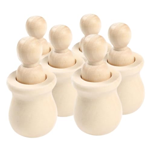 BESTonZON 6 Stück Teiliges Holz Peg Dolls zum Bemalen Diy Bastelspielzeug für Kreative Holzfiguren für Dekoration Sicheres und Zuverlässiges Material für Künstlerische Projekte und BESTonZON 6 Stück Teiliges Holz Peg Dolls zum Bemalen Diy Bastelspielzeug für Kreative Holzfiguren für Dekoration Sicheres und Zuverlässiges Material für Künstlerische Projekte und von BESTonZON