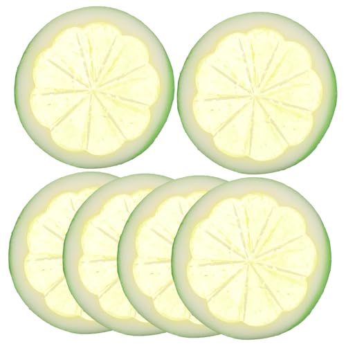 BESTonZON 6 Stück Teiliges Künstliche Zitronenscheiben aus Stabilem PVC Realistische Gelbe Fruchtscheiben für Party und Tischdekoration Wiederverwendbar Langlebig Geeignet für Heim und von BESTonZON