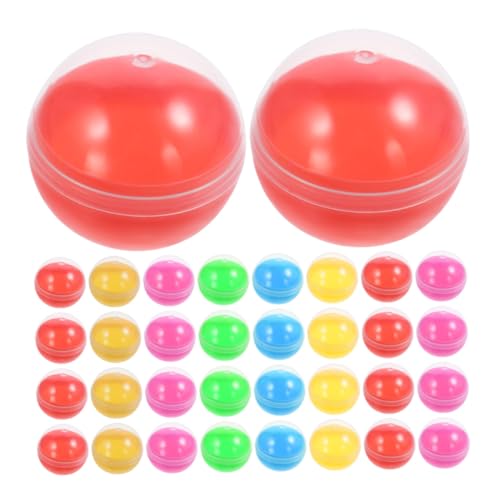 BESTonZON 60 Stück Leere Runde Kunststoffkugeln für Verkaufsautomaten Bunte Halbtransparente Kapseln mit Überraschungsspielzeug als Partygeschenk und Klassenzimmerpreis von BESTonZON