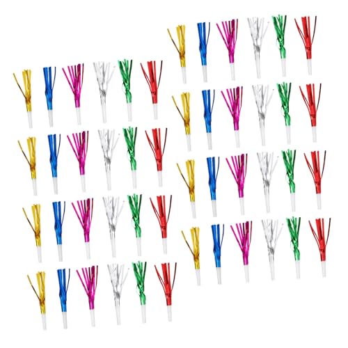 BESTonZON 60 Stück Teiliges Party Krachmacher mit Bunten Metallic-fransen Pfeifen Lustige Geburtstags Tröten für Gruppenaktivitäten Interaktive Spielzeugpfeifen als Partygeschenke von BESTonZON