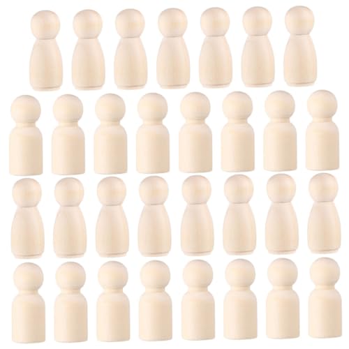 BESTonZON 60 Stücke Blank Holz Peg Puppen Holz Puppe Handwerk Für Jungen Und Mädchen Dekorative Verspielte von BESTonZON