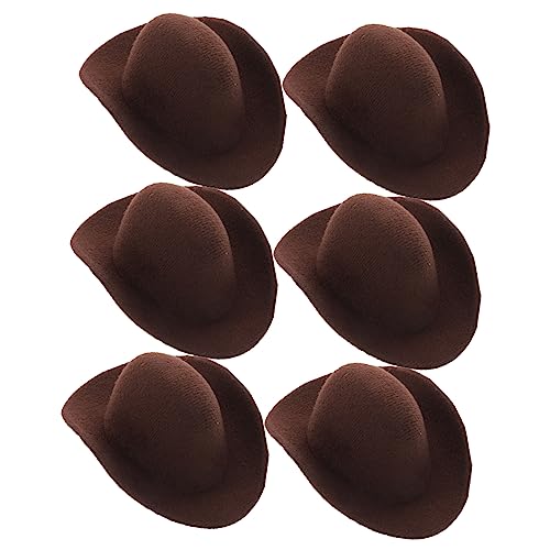 BESTonZON 6St Mini-Cowboyhut cowboyhut mini cowboyhut Accessoire für Puppen Dekoration für Puppen Westernhut für Puppen Puppenhüte Kleiner Cowgirlhut Hutverzierung Stoff Light Brown von BESTonZON