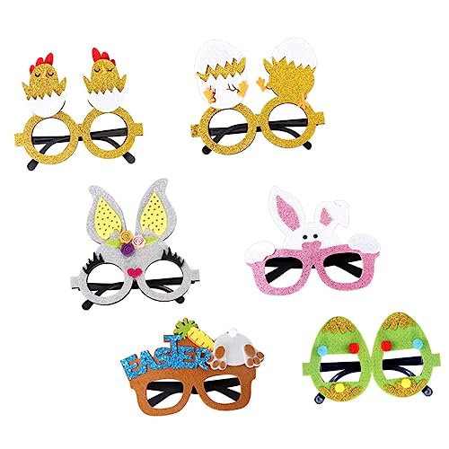 BESTonZON 6St Ostergläser-Set Osterküken befüllbares kleine Kaugummikapseln Lametta easter decoration Osterfest Dekoration Hasenbrille für Osterbrille für Plastik von BESTonZON
