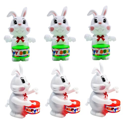 BESTonZON 6St Trommelnder Hase interaktives Spielzeug Interactive Toys Kaninchen-Dekor Hasen Tischdekoration Spielzeuge Haargummis Kaninchen Uhrwerk Spielzeug Kaninchen Spielzeug empfindlich von BESTonZON