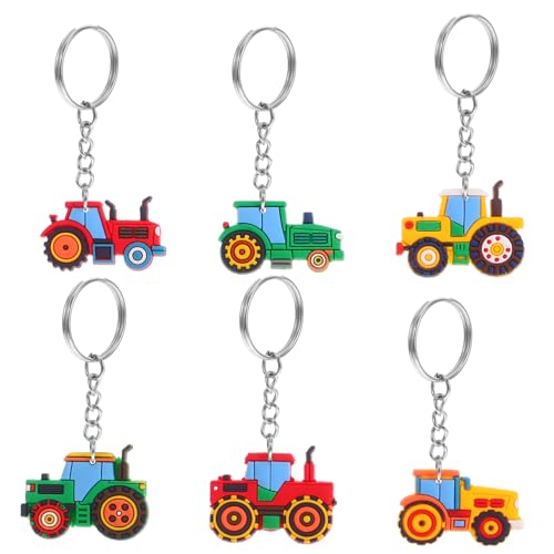 BESTonZON 6st Landwirtschaftlicher Autoketten Kran Schlüsselanhänger Technisches Thema Schlüsselbund Ingenieurfahrzeugzubehör Gefälligkeiten Für Farmpartys Bauwagenschlüsselkette Pvc von BESTonZON