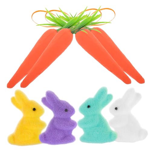 BESTonZON 8 Stücke Karotte Ostern Dekorationen Set Ostern Party Ornament Flauschigen Bunny und Schaum Karotte Decor von BESTonZON