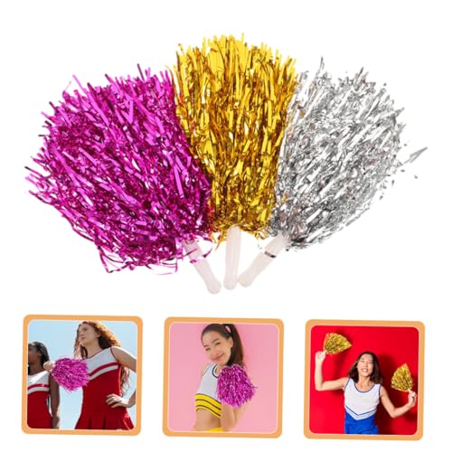 BESTonZON 9 Stück Teiliges Cheerleading Pompom mit Griff Langlebige Bunte Hand pompoms in Gold Silber und Pink Wiederverwendbare Dekorations Sportzubehör für Tanz Fußball und BESTonZON 9 Stück Teiliges Cheerleading Pompom mit Griff Langlebige Bunte Hand pompoms in Gold Silber und Pink Wiederverwendbare Dekorations Sportzubehör für Tanz Fußball und von BESTonZON