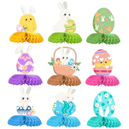 BESTonZON 9 Stücke Ostern Waben Dekorationen Ostern Mittelstücke 3D Waben Bälle Party Ornament von BESTonZON