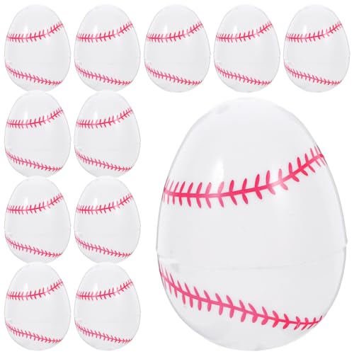 BESTonZON Befüllbare Ostereier Aus Kunststoff – 12 Baseball-Ostereier Leere Sportbälle Eierschalen Ostereiersuche Geschenkbox Zum Befüllen Von Leckereien Süßigkeiten Partygeschenken von BESTonZON