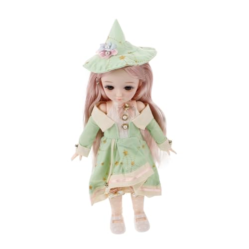 BESTonZON Bohemian Bjd Puppe für Mädchen mit Kleidung Schuhen Hut Bewegliche Gelenke Flexible Pose Sommerstil in Hellgrün Hochwertiges Kunststoff Textilmaterial von BESTonZON