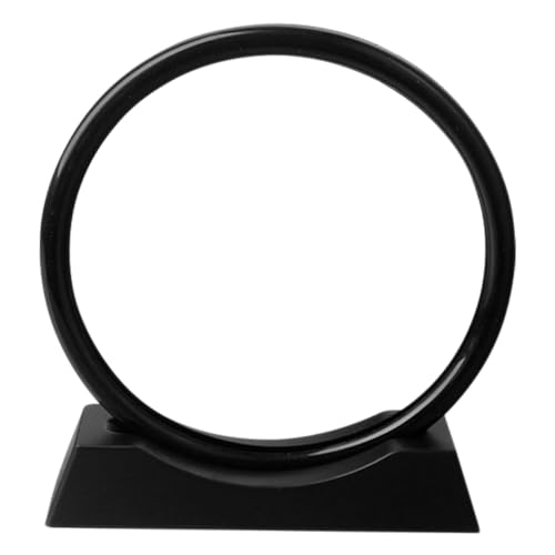 BESTonZON DIY Moving Sand Art Picture Frame mit Schwarzem Kunststoffsockel und Lederband Runder Rahmen für Fließende Sandmalerei Stabiler Tischständer für Wohnzimmer und Bürodekoration von BESTonZON